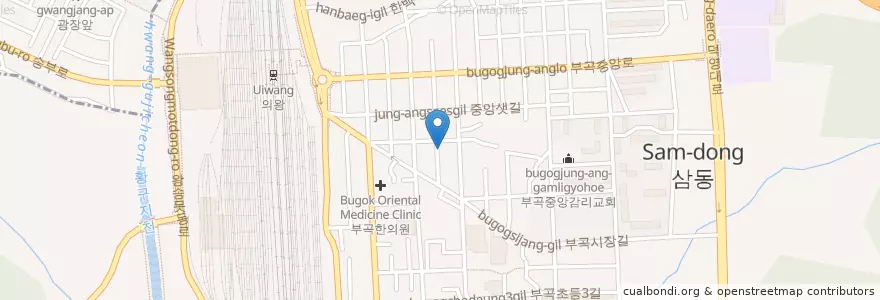 Mapa de ubicacion de 청파횟집 en Республика Корея, Кёнгидо, 의왕시, 부곡동.