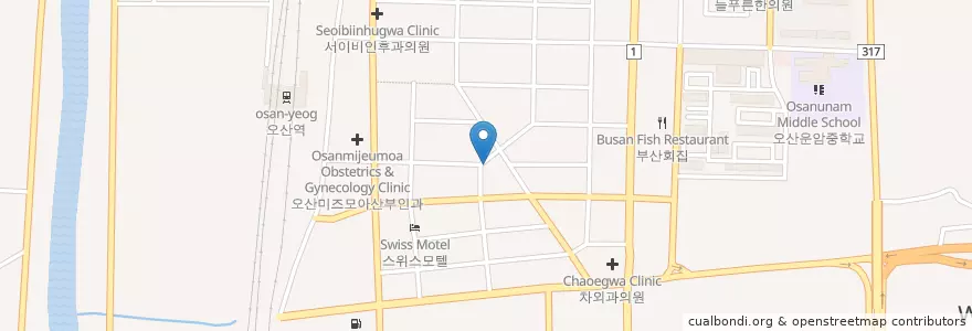 Mapa de ubicacion de 섬마을횟집 en كوريا الجنوبية, 경기도, 오산시.