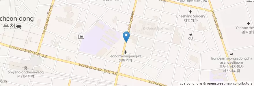 Mapa de ubicacion de 어부횟집 en 대한민국, 충청남도, 아산시.