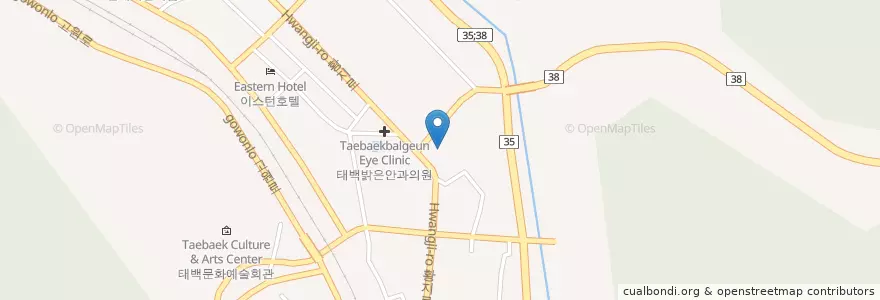 Mapa de ubicacion de 속초횟집 en 韩国/南韓, 江原道, 太白市.