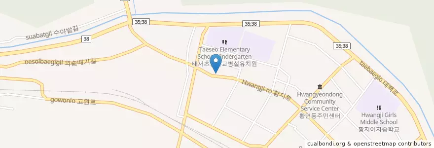 Mapa de ubicacion de 태백횟집 en Corea Del Sud, Gangwon, 태백시.