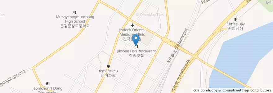 Mapa de ubicacion de 직송횟집 en 대한민국, 경상북도, 문경시.