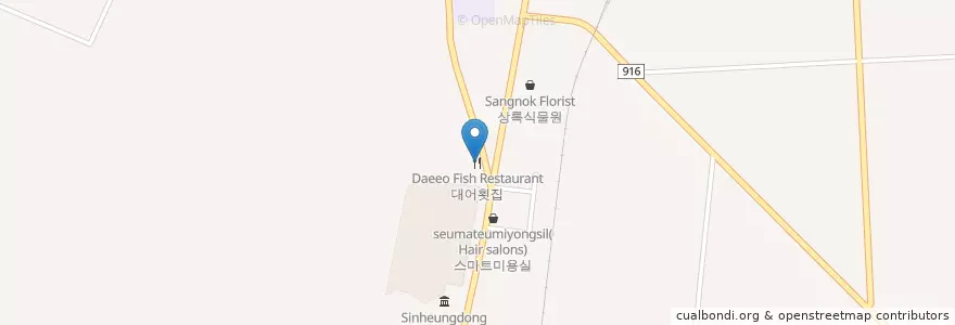 Mapa de ubicacion de 대어횟집 en 대한민국, 경상북도, 상주시.