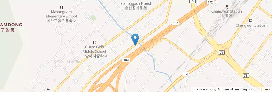 Mapa de ubicacion de 소나무횟집 en Korea Selatan, Gyeongsang Selatan, 창원시, 의창구.
