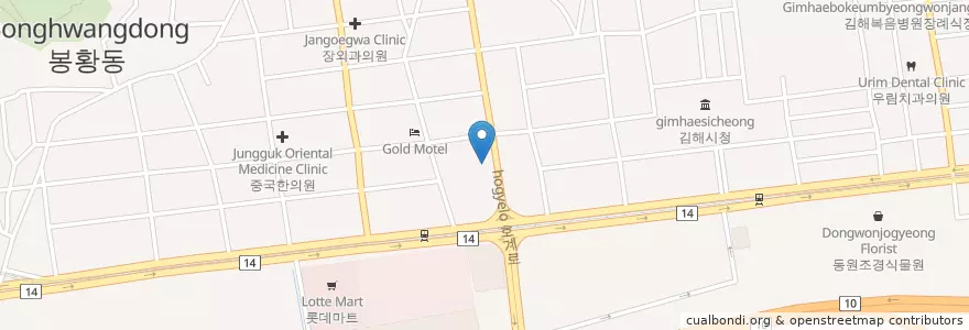 Mapa de ubicacion de 해금강횟집 en كوريا الجنوبية, 경상남도, 김해시.