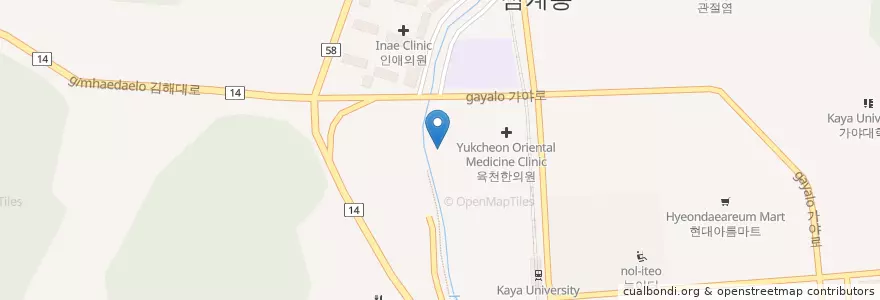 Mapa de ubicacion de 태평양횟집 en Güney Kore, 경상남도, 김해시.