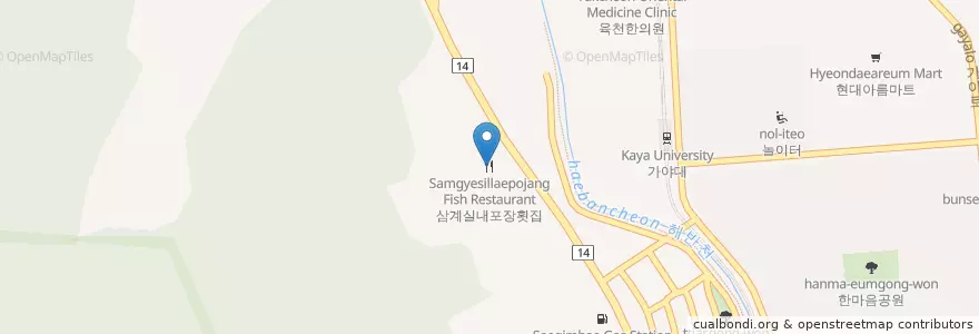 Mapa de ubicacion de 삼계실내포장횟집 en Corée Du Sud, Gyeongsang Du Sud, 김해시.