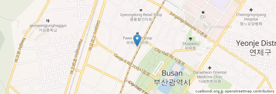 Mapa de ubicacion de 부산횟집 en Güney Kore, Busan, 연제구, 거제동.