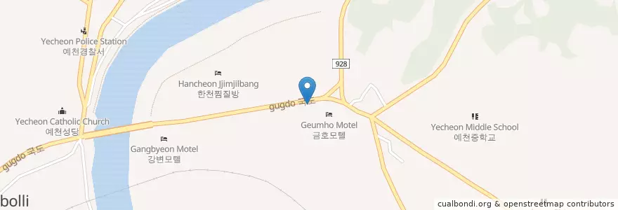 Mapa de ubicacion de 항구횟집 en 대한민국, 경상북도, 예천군.