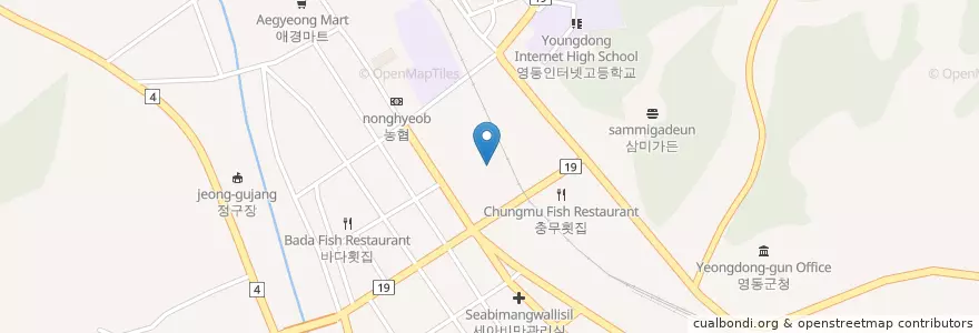 Mapa de ubicacion de Yesongni Fish Restaurant en South Korea, Chungcheongbuk-Do, Yeongdong-Gun.