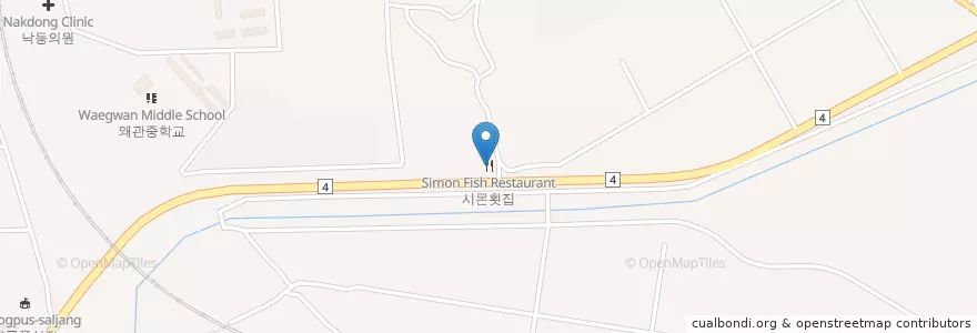 Mapa de ubicacion de 시몬횟집 en Coreia Do Sul, Gyeongsang Do Norte, 칠곡군.