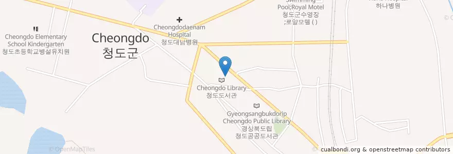 Mapa de ubicacion de 삼천포횟집 en Республика Корея, Кёнсан-Пукто, 청도군, 청도읍, 화양읍.