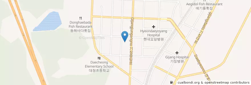 Mapa de ubicacion de 강솔횟집 en Güney Kore, Busan, 기장군, 기장읍.