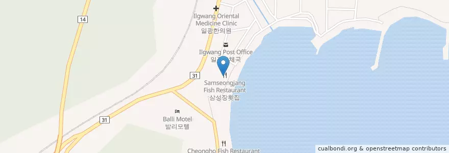 Mapa de ubicacion de Samseongjang Fish Restaurant en South Korea, Busan, Gijang-Gun, Ilgwang-Myeon.