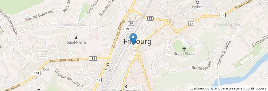 Mapa de ubicacion de Starbucks en Svizzera, Friburgo, Distretto Della Sarine, Fribourg - Freiburg.