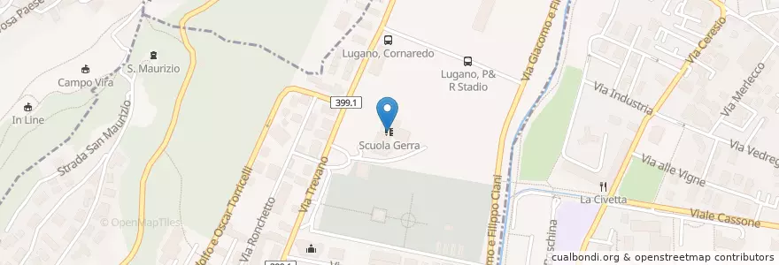 Mapa de ubicacion de Scuola Gerra en Schweiz, Tessin, Bezirk Lugano, Circolo Di Lugano Ovest.