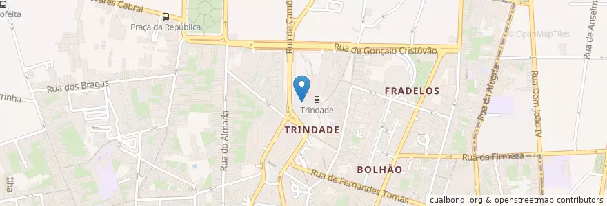 Mapa de ubicacion de Trindade (Metro) en 포르투갈, 노르트 지방, Área Metropolitana Do Porto, 포르투, Porto, Cedofeita, Santo Ildefonso, Sé, Miragaia, São Nicolau E Vitória.