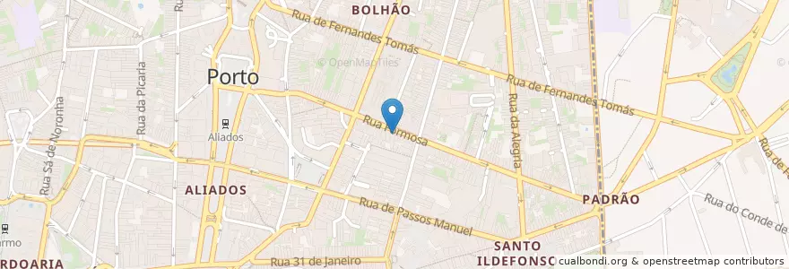 Mapa de ubicacion de Baptista en 포르투갈, 노르트 지방, Área Metropolitana Do Porto, 포르투, Porto, Cedofeita, Santo Ildefonso, Sé, Miragaia, São Nicolau E Vitória.