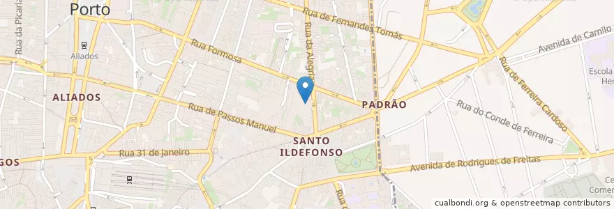 Mapa de ubicacion de Invictos en Portugal, Nord, Área Metropolitana Do Porto, Porto, Porto, Cedofeita, Santo Ildefonso, Sé, Miragaia, São Nicolau E Vitória.