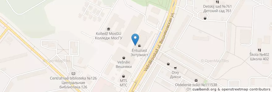 Mapa de ubicacion de Московский театр иллюзии en Russia, Central Federal District, Moscow, Eastern Administrative Okrug, Veshnyaki District.