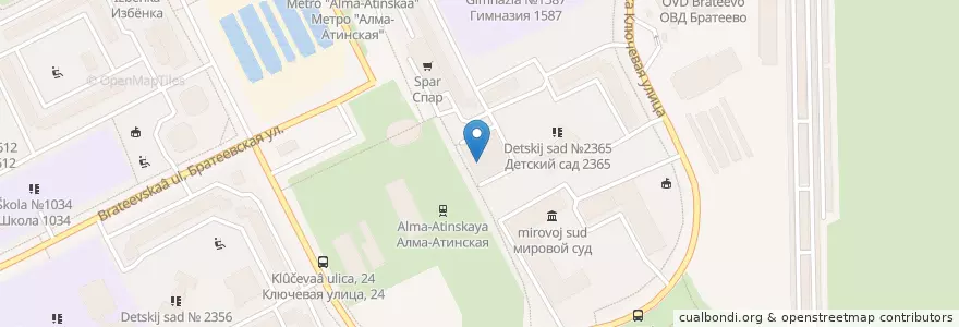 Mapa de ubicacion de Театр-студия "Комната" en Rússia, Distrito Federal Central, Москва, Южный Административный Округ, Район Братеево.