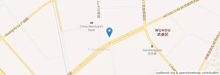 Mapa de ubicacion de He’s BBQ en China, Sichuan, Chengdu City, Wuhou District.