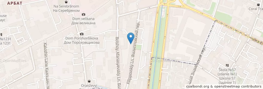 Mapa de ubicacion de Театральный дом «Старый Арбат» en Rusia, Distrito Federal Central, Москва, Distrito Administrativo Central, Район Арбат.