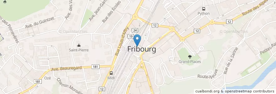 Mapa de ubicacion de Postfinance en スイス, Fribourg/Freiburg, District De La Sarine, Fribourg - Freiburg.