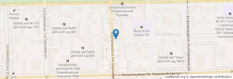 Mapa de ubicacion de KFC en Rusia, Центральный Федеральный Округ, Москва, Восточный Административный Округ, Район Измайлово.