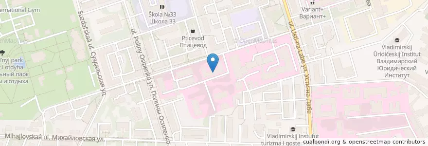 Mapa de ubicacion de Кардиологическая аптека en Rusia, Distrito Federal Central, Óblast De Vladímir, Городской Округ Владимир.