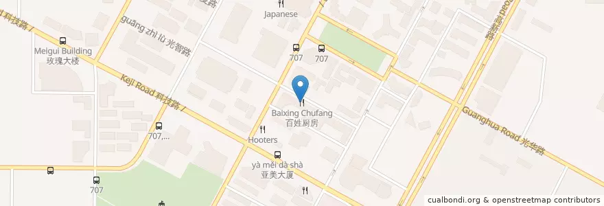 Mapa de ubicacion de 百姓厨房 en 中国, 陝西省, 西安市, 雁塔区 (Yanta).