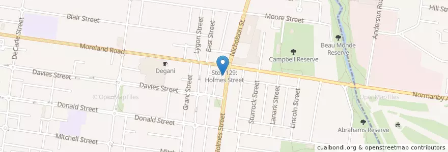 Mapa de ubicacion de D1uno Cafe & Catering en استرالیا, Victoria, City Of Moreland.