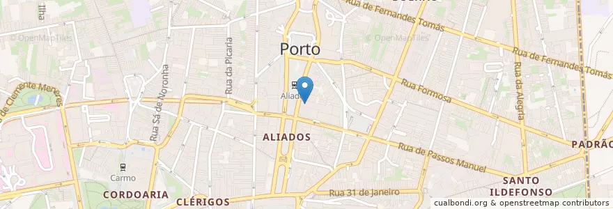 Mapa de ubicacion de Caixa Geral de Depósitos en Portugal, Norte, Área Metropolitana Do Porto, Porto, Porto, Cedofeita, Santo Ildefonso, Sé, Miragaia, São Nicolau E Vitória.