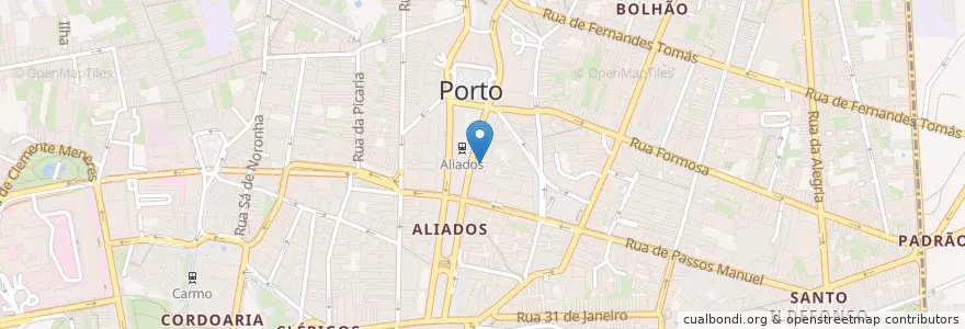 Mapa de ubicacion de Aliança en 포르투갈, 노르트 지방, Área Metropolitana Do Porto, 포르투, Porto, Cedofeita, Santo Ildefonso, Sé, Miragaia, São Nicolau E Vitória.