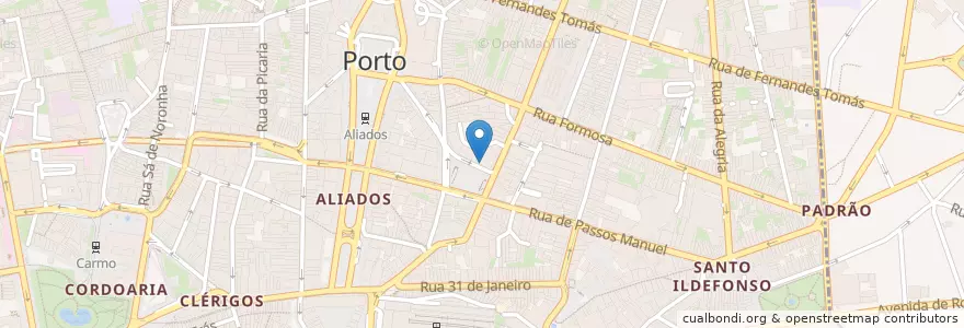 Mapa de ubicacion de Millennium bcp en البرتغال, المنطقة الشمالية (البرتغال), Área Metropolitana Do Porto, بورتو, بورتو, Cedofeita, Santo Ildefonso, Sé, Miragaia, São Nicolau E Vitória.