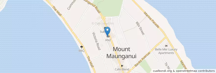Mapa de ubicacion de ANZ en New Zealand / Aotearoa, Bay Of Plenty, Tauranga City.