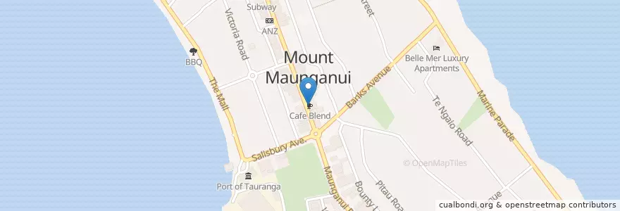 Mapa de ubicacion de Cafe Blend en Neuseeland, Bay Of Plenty, Tauranga City.
