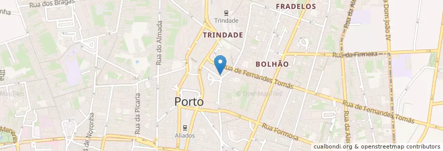 Mapa de ubicacion de Cantinho do Bonjardim en Portugal, North, Área Metropolitana Do Porto, Porto, Porto, Cedofeita, Santo Ildefonso, Sé, Miragaia, São Nicolau E Vitória.
