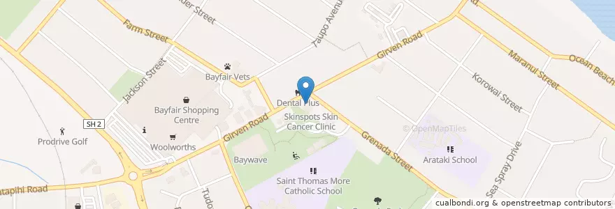 Mapa de ubicacion de Bayfair Health Centre en Neuseeland, Bay Of Plenty, Tauranga City.