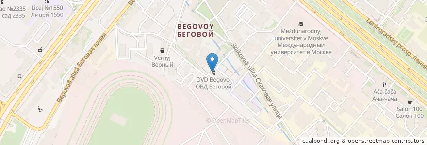 Mapa de ubicacion de ОМВД по району Беговой en 러시아, Центральный Федеральный Округ, Москва, Район Беговой.