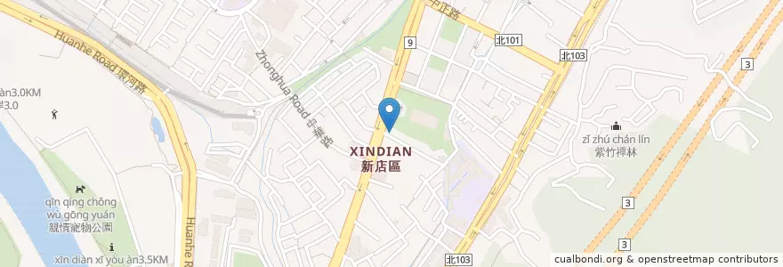Mapa de ubicacion de 開喜海鮮餐廳 en تایوان, 新北市, 新店區.