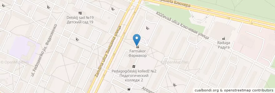 Mapa de ubicacion de Фармакор en Russia, Northwestern Federal District, Leningrad Oblast, Saint Petersburg, Калининский Район, Финляндский Округ.
