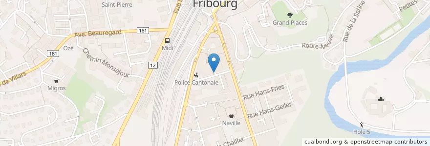 Mapa de ubicacion de Les Galeries du Rex en Schweiz/Suisse/Svizzera/Svizra, Fribourg/Freiburg, District De La Sarine, Fribourg - Freiburg.