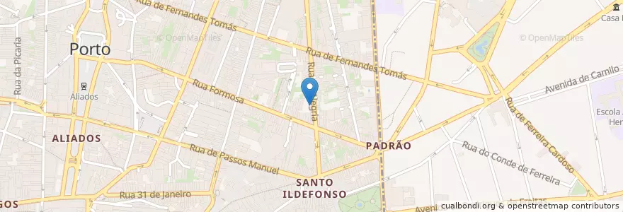 Mapa de ubicacion de O Zé en Portugal, Norte, Área Metropolitana Do Porto, Porto, Porto, Cedofeita, Santo Ildefonso, Sé, Miragaia, São Nicolau E Vitória.