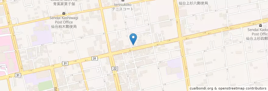 Mapa de ubicacion de エネオス en 日本, 宮城県, 仙台市, 青葉区.