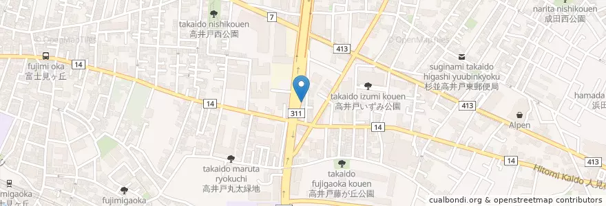 Mapa de ubicacion de 高井戸東診療所 en Japão, Tóquio, 杉並区.