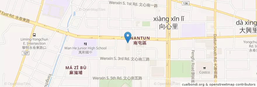 Mapa de ubicacion de 南屯區衛生所 en Taiwán, Taichung, 南屯區.