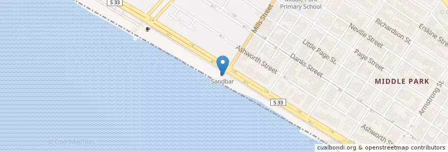 Mapa de ubicacion de Sandbar en 澳大利亚, 维多利亚州, City Of Port Phillip.