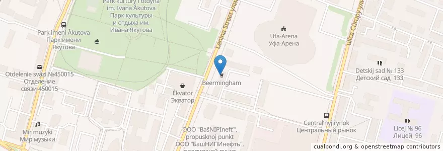 Mapa de ubicacion de Beermingham en Rusia, Приволжский Федеральный Округ, Башкортостан, Городской Округ Уфа.