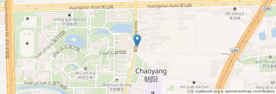 Mapa de ubicacion de 老重庆川菜馆 en China, Anhui, Hefei, 蜀山区 (Shushan), 合肥市区, 稻香村街道.